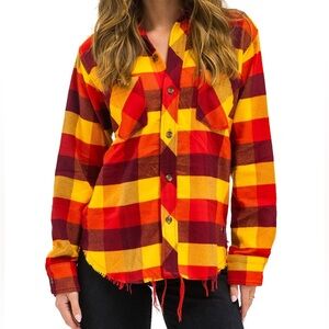 AVIATOR NATION PLAID FLANNEL LIGHT WEIGHT UNISEX WESTERN SHIRT